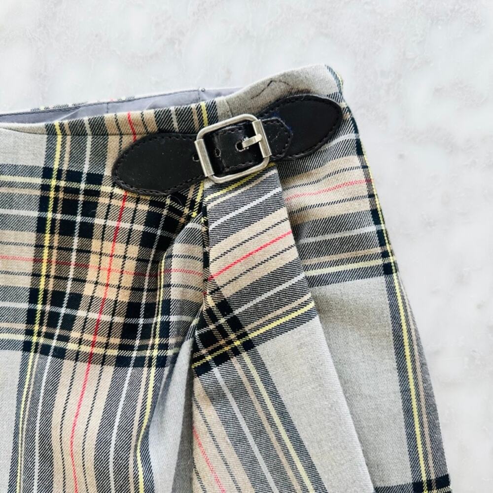 Etcetera Ladies Plaid Wrap Skirt Size 2 Contemporary Classic Grey Black Tartan - Picture 3 of 7